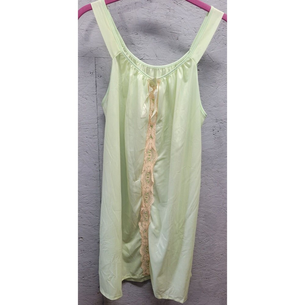 Vintage 60s Berkliff Lace front‎ Nightgown Nightie Nylon Lingerie  Sz Med 36